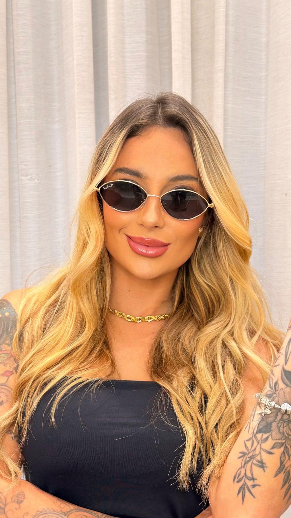 Óculos de Sol Ray-Ban Oval Metal Dourado Lente Polarizada
