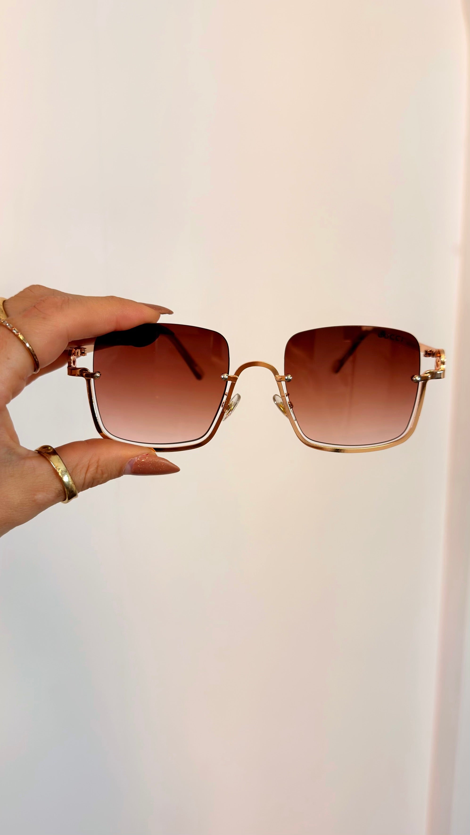 Óculos de Sol Quadrado Luxo Gucci Degradê Marrom
