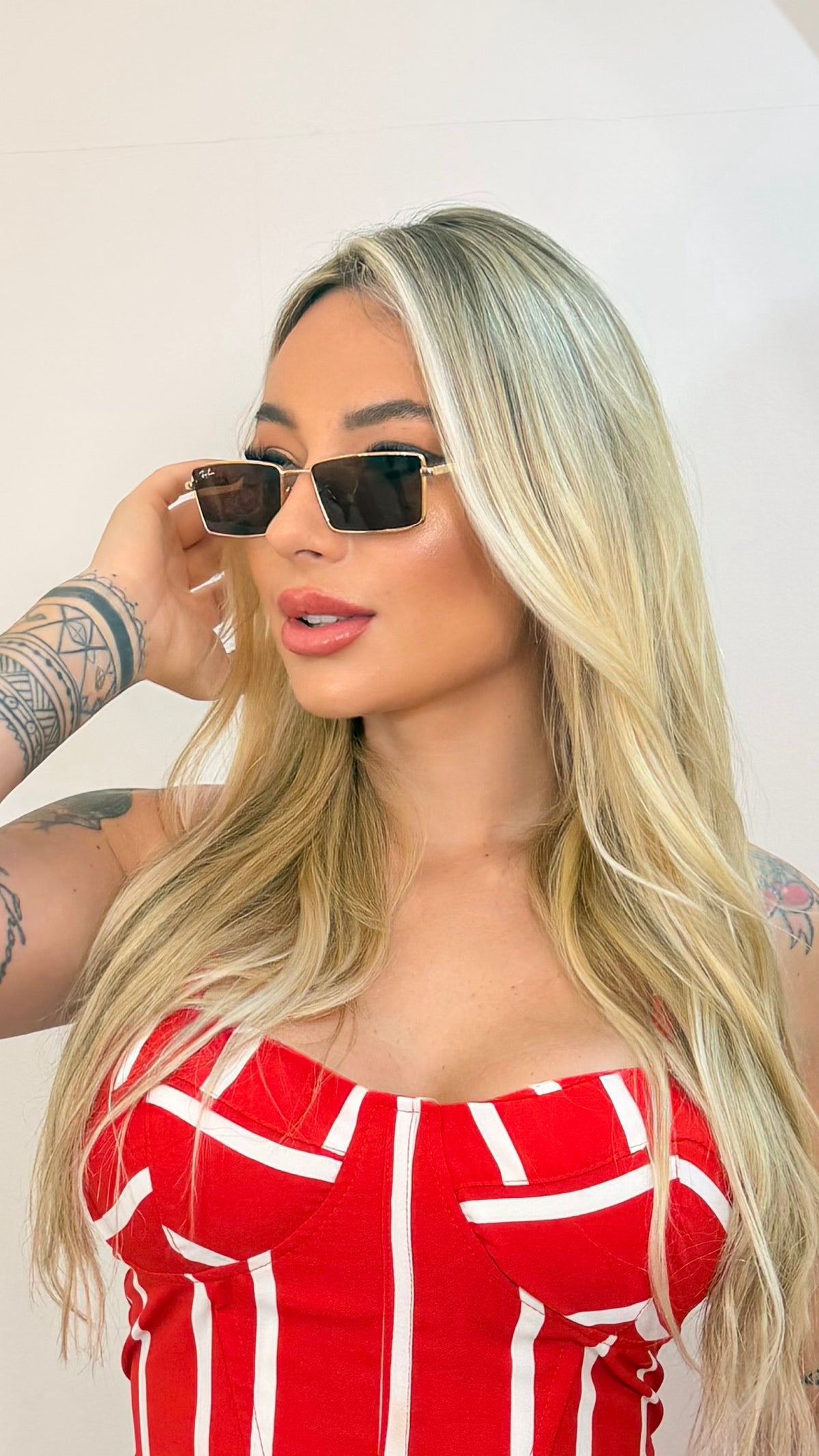 Óculos de Sol Ray-Ban Retangular Lentes Marrom