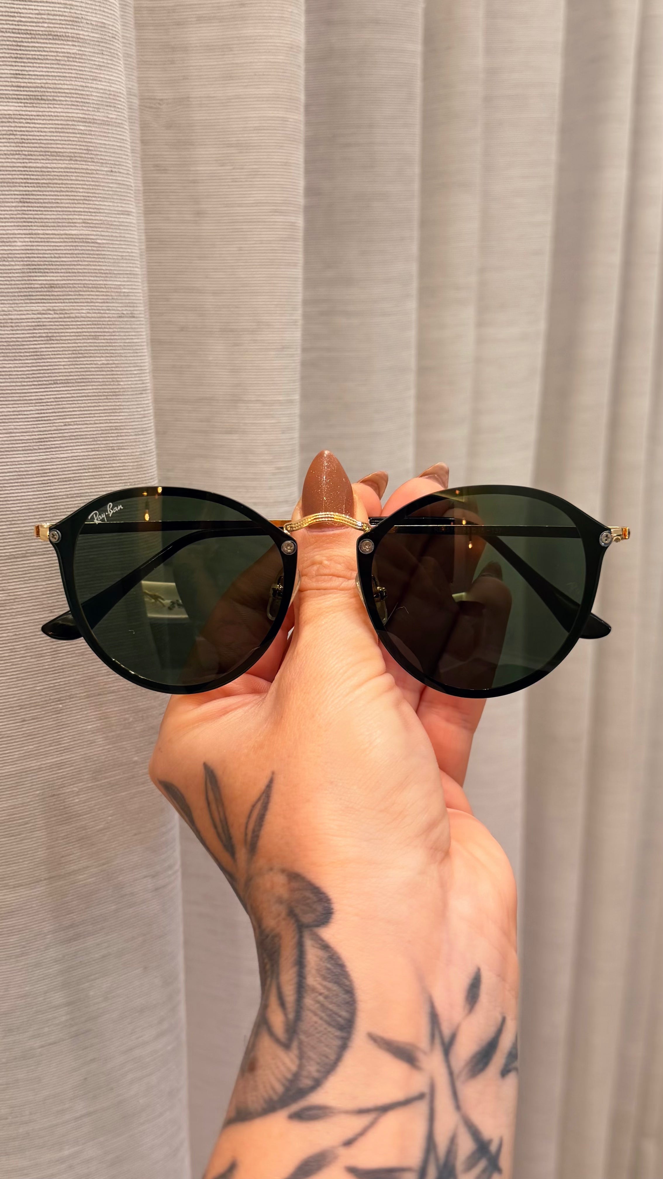 Óculos de Sol Ray-Ban Blaze Round Dourado Lente Verde Unissex
