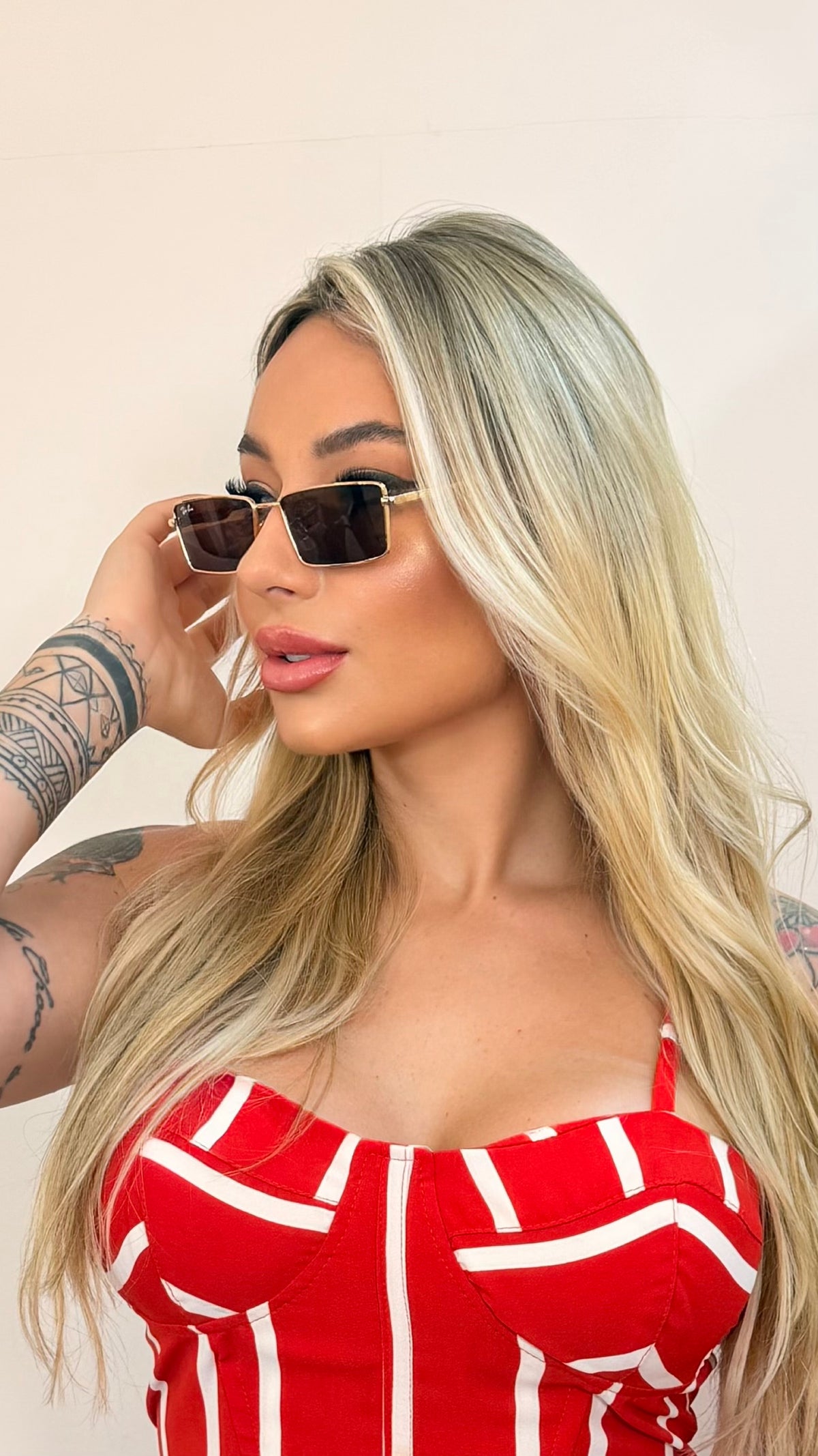 Óculos de Sol Ray-Ban Retangular Lentes Marrom