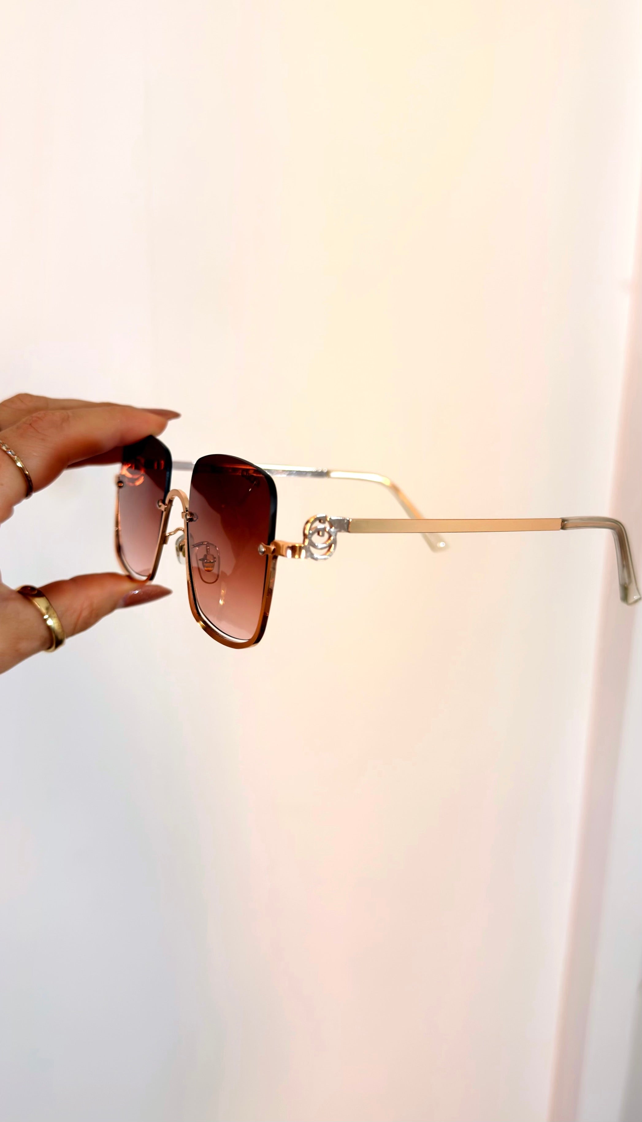 Óculos de Sol Quadrado Luxo Gucci Degradê Marrom