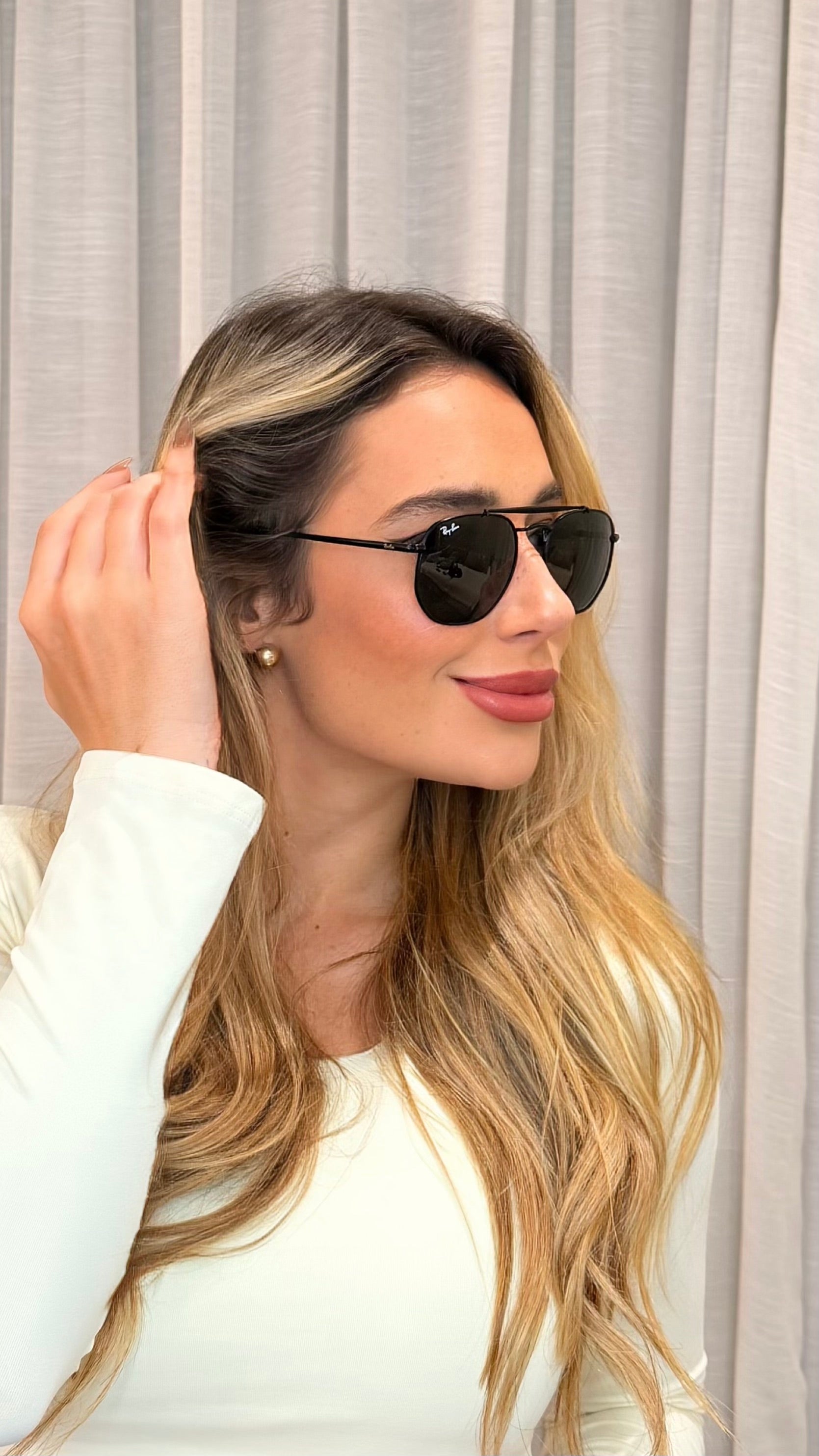 Óculos de Sol Ray-Ban Aviador Preto com Lente Verde G15