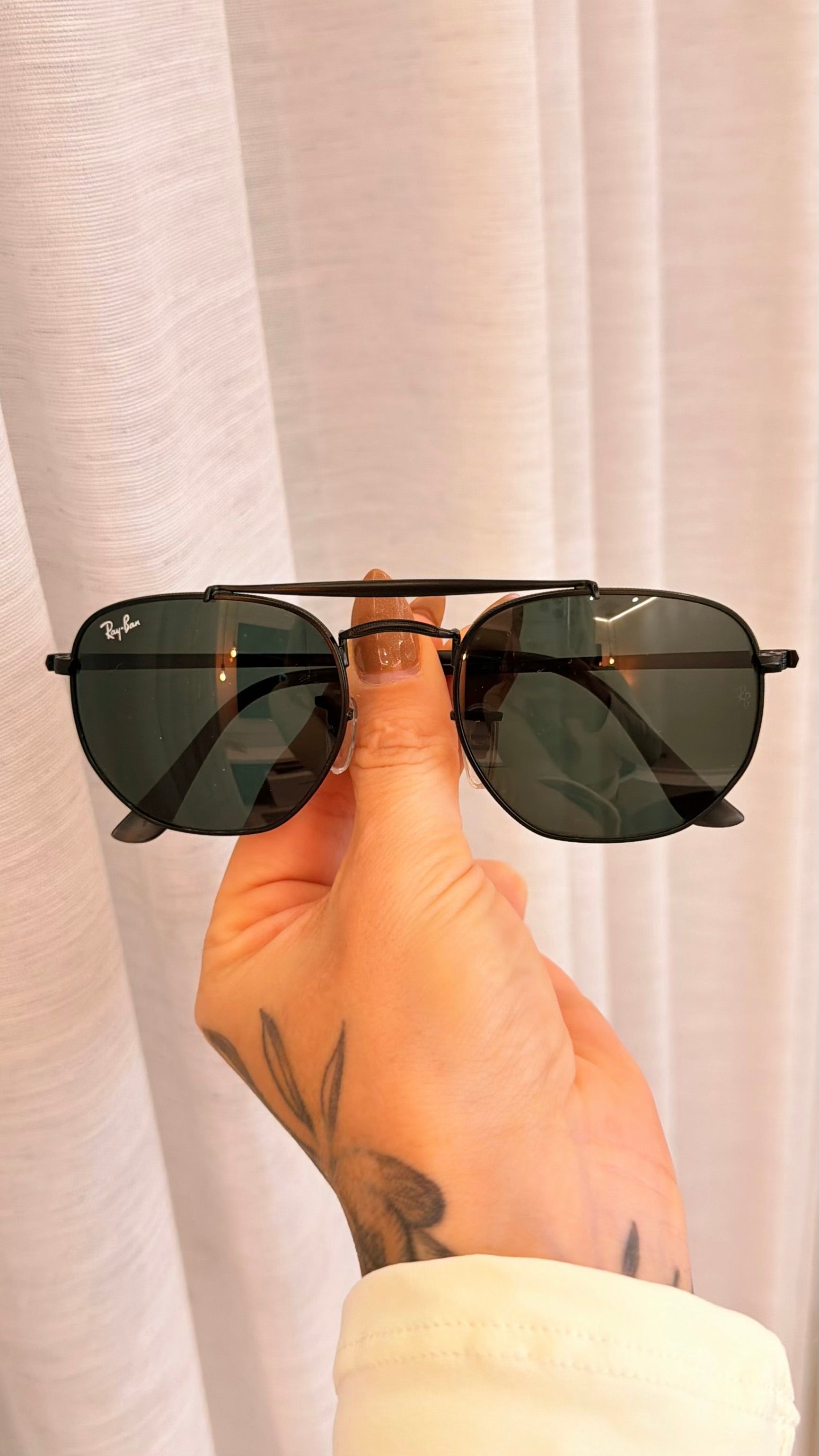 Óculos de Sol Ray-Ban Aviador Preto com Lente Verde G15