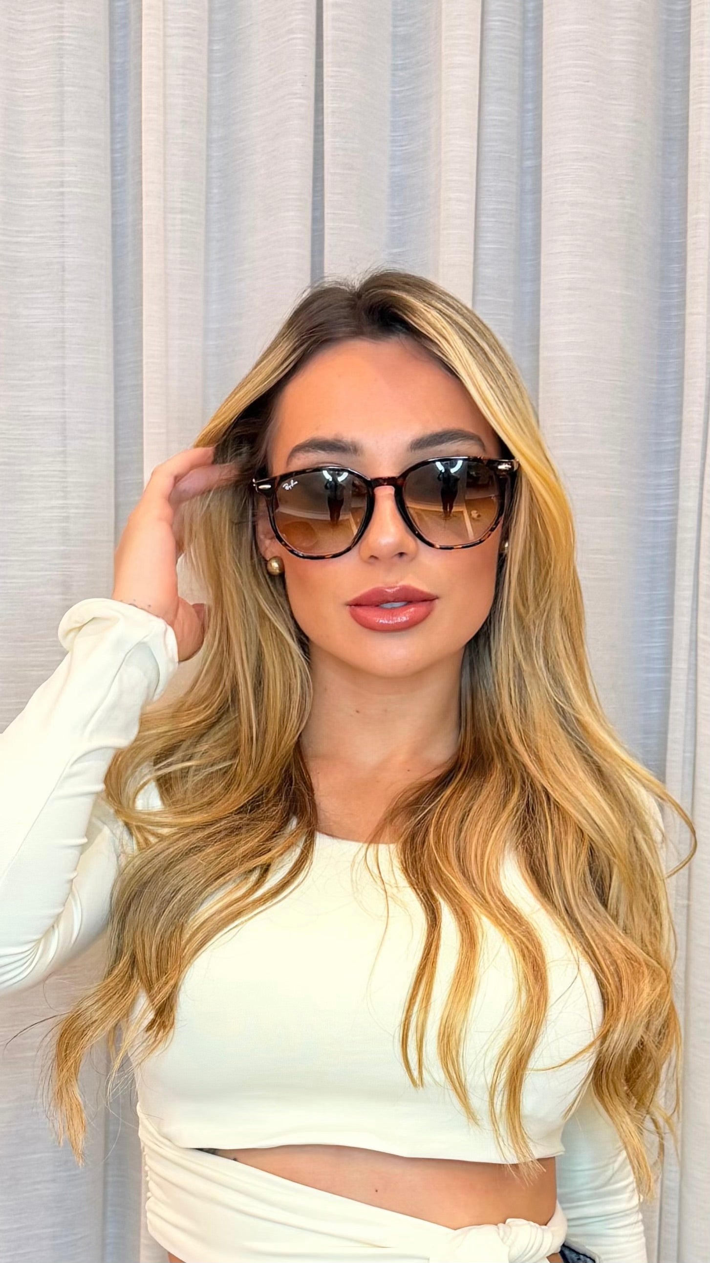 Óculos de Sol Ray-Ban Tartaruga com Lentes Degradê Marrom