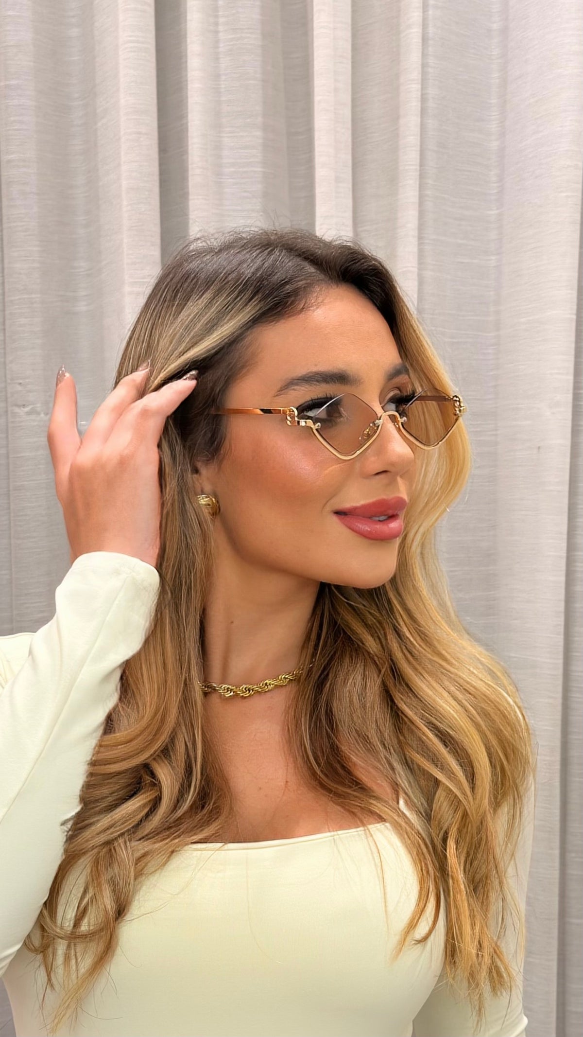 Óculos de Sol Gucci Dourado Vintage lentes degradê