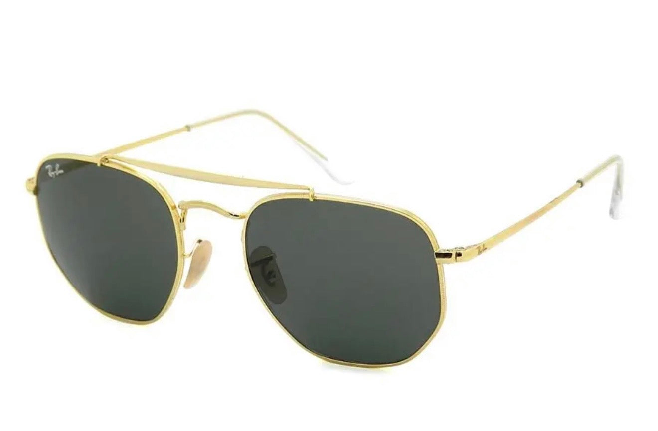 Óculos de Sol Ray-Ban Marshal Hexagonal Dourado Lente Verde