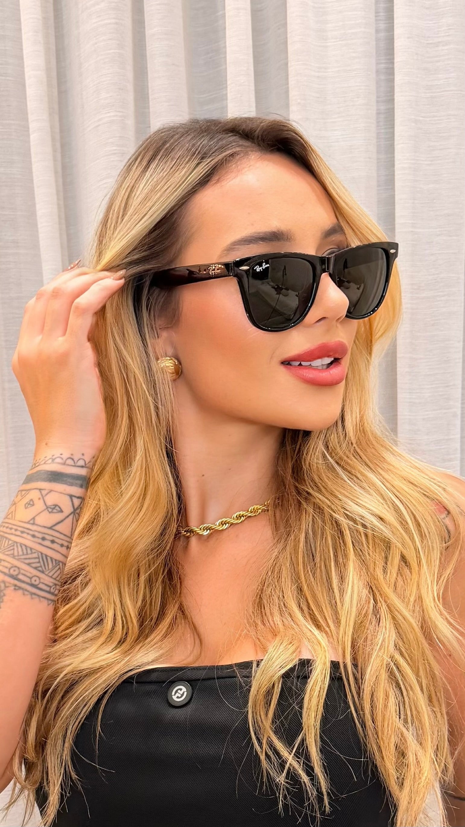 Óculos de Sol Ray-Ban Wayfarer Preto Clássico G-15