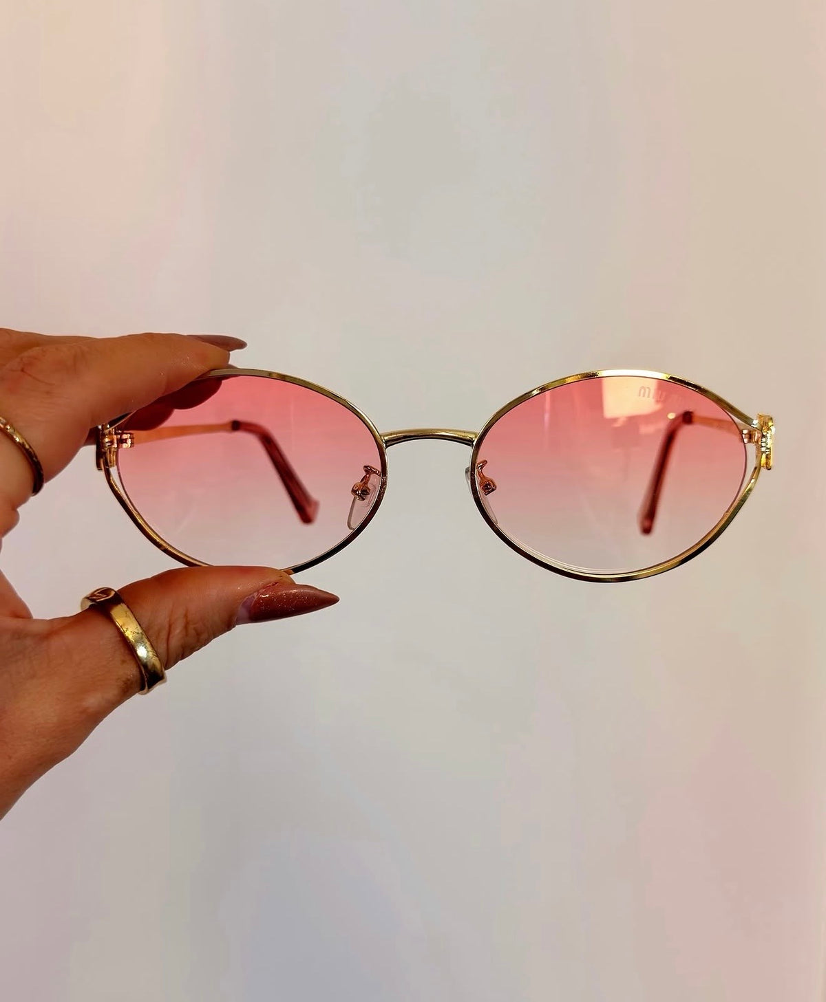 Óculos de Sol Loewe Hexagonal Dourado com Lentes Rosa