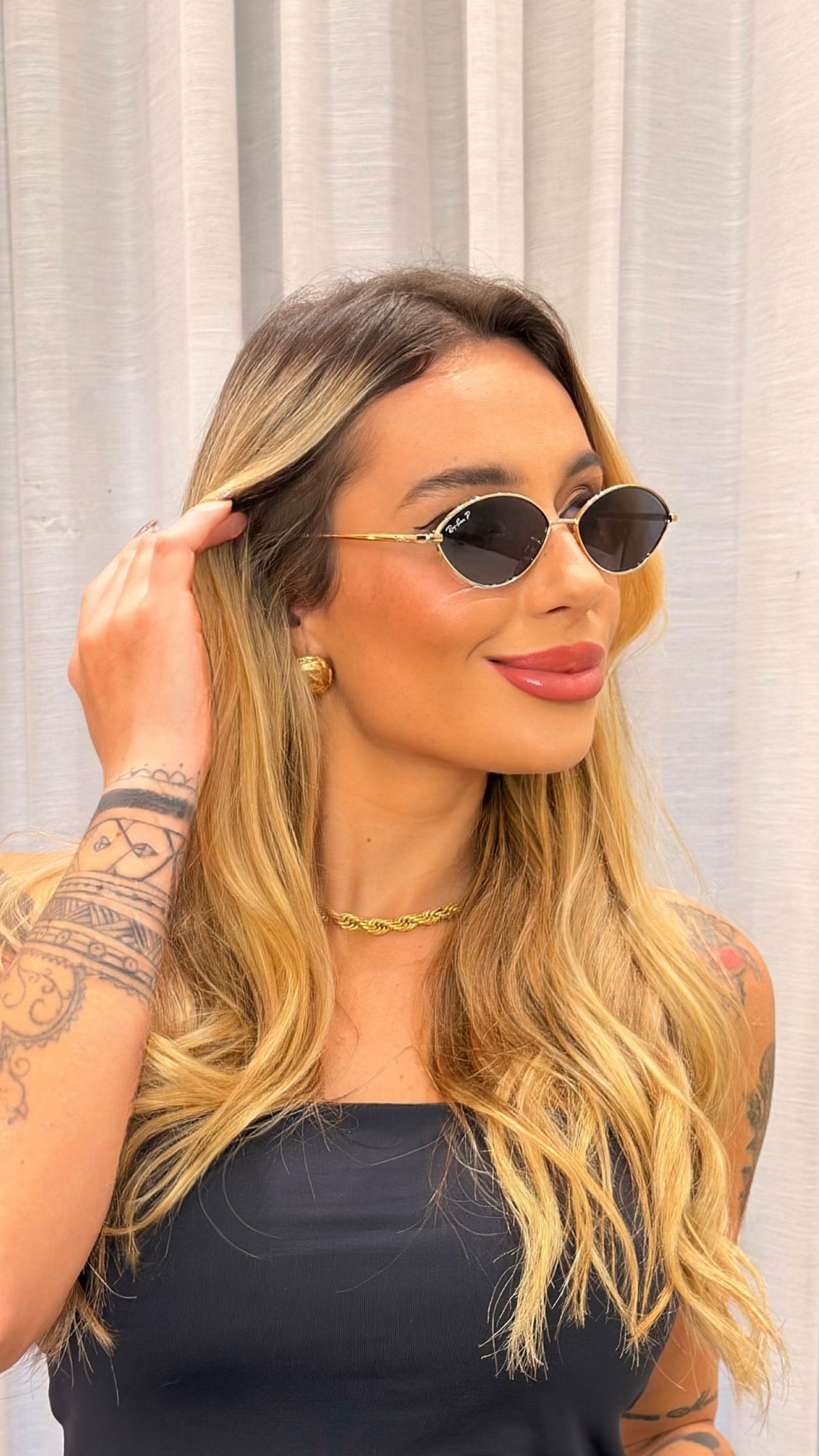 Óculos de Sol Ray-Ban Oval Metal Dourado Lente Polarizada