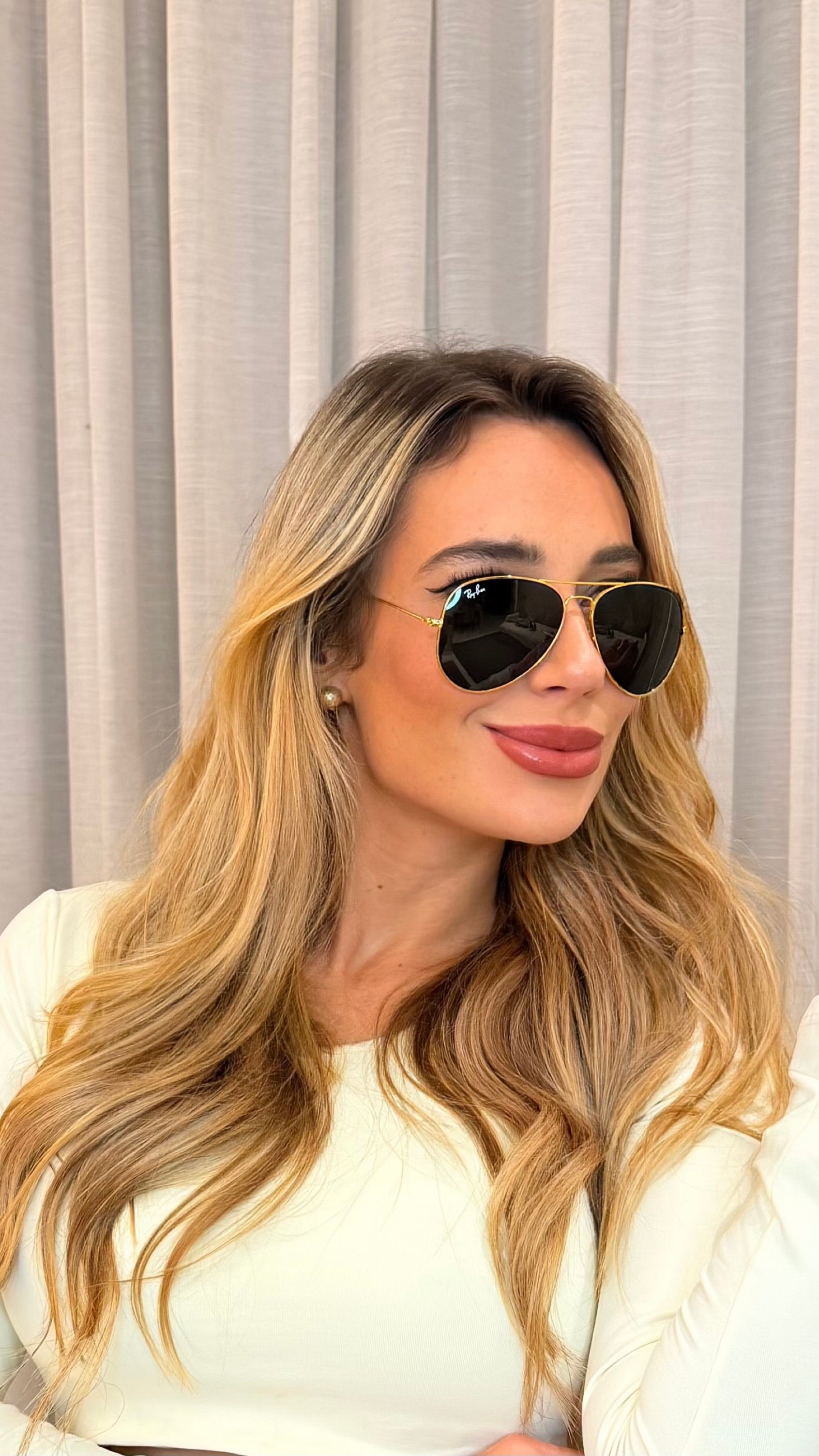 Óculos de Sol Aviador Ray-Ban Dourado Lentes Escuras