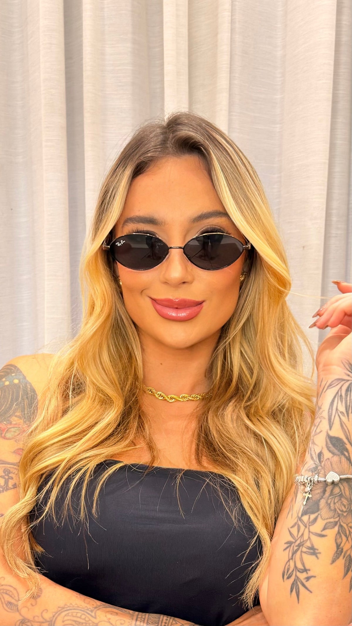 Óculos de Sol Ray-Ban Oval Slim Metal Preto