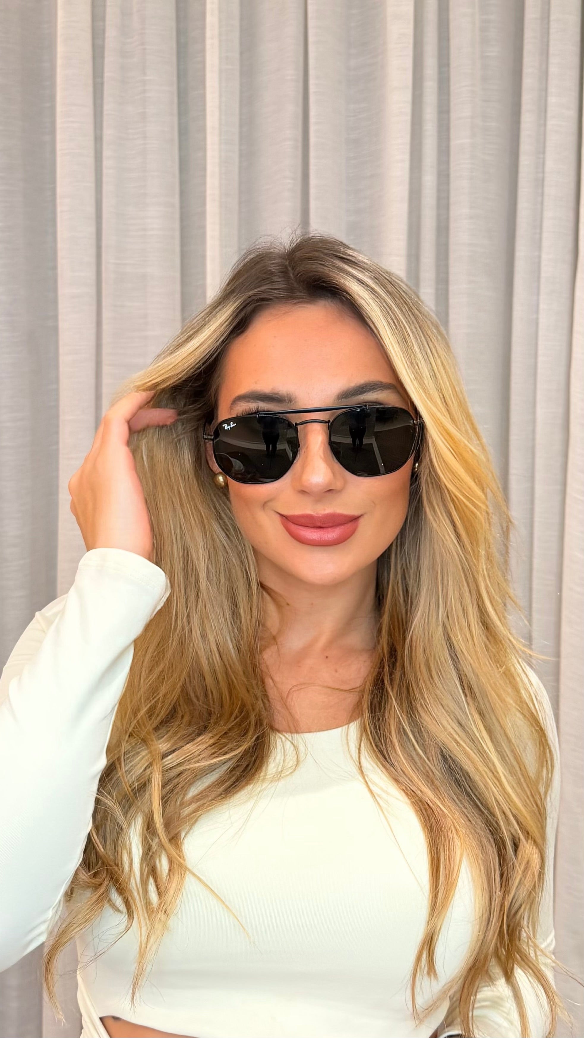 Óculos de Sol Ray-Ban Aviador Preto com Lente Verde G15