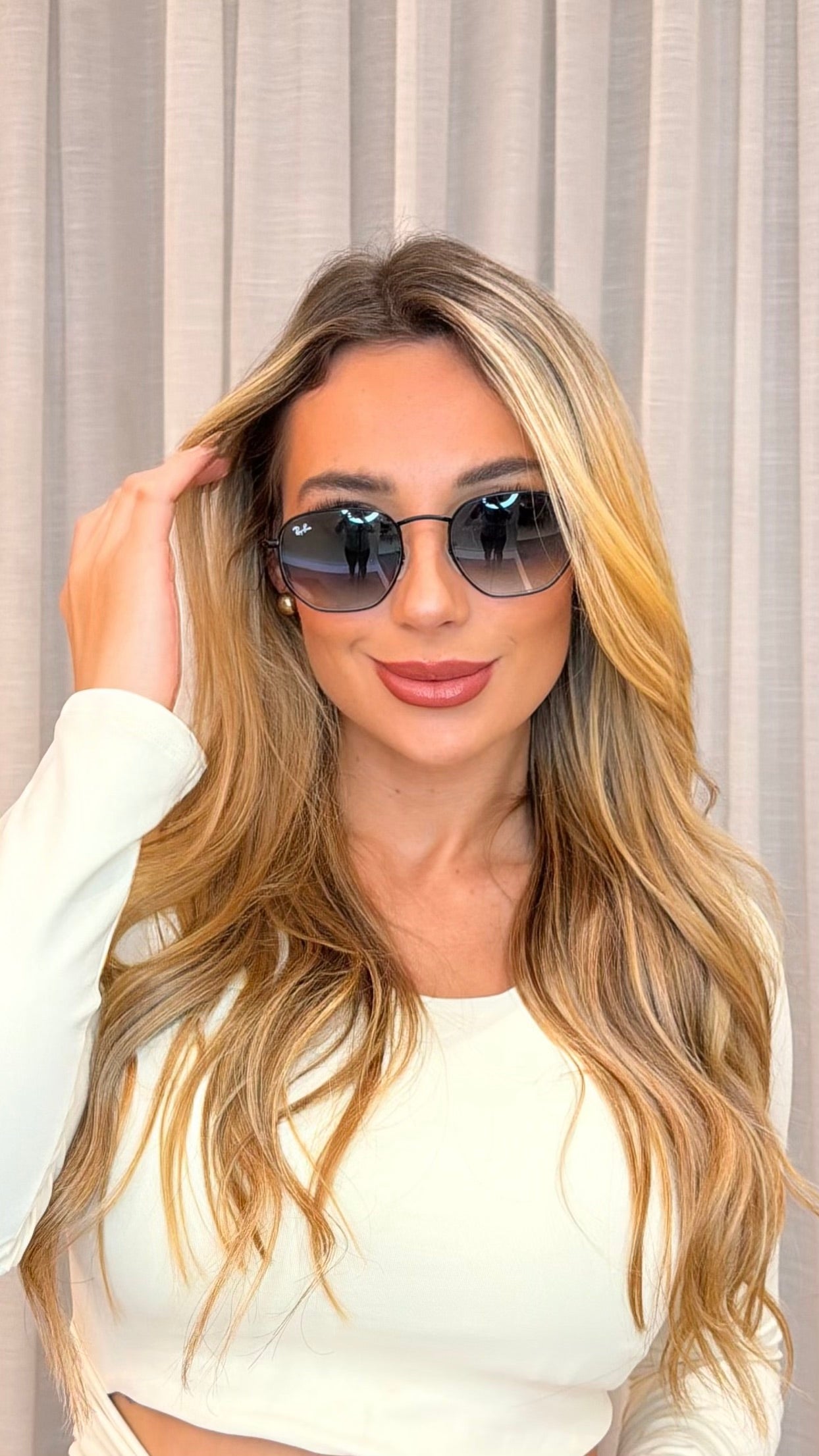 Óculos de Sol Ray-Ban Hexagonal Preto Degradê