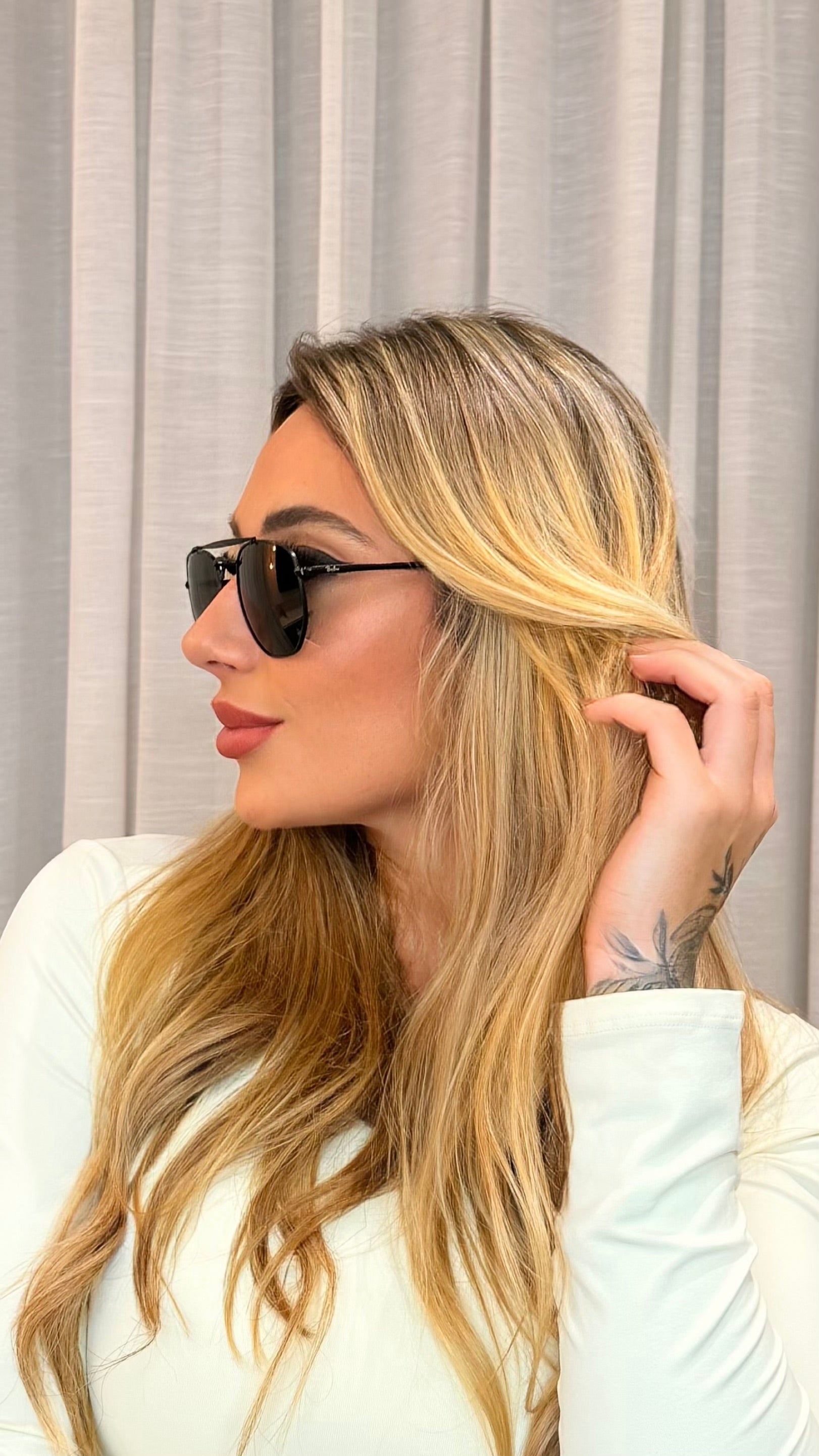 Óculos de Sol Ray-Ban Aviador Preto com Lente Verde G15